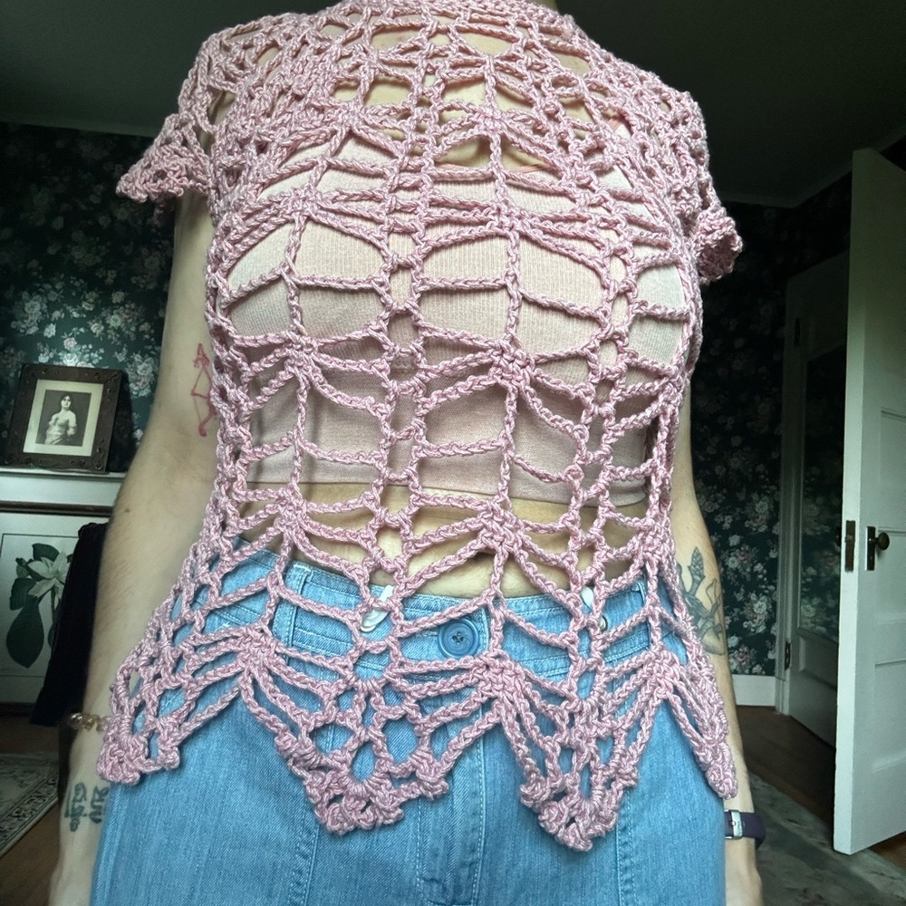 Mauve Pink Crochet Top